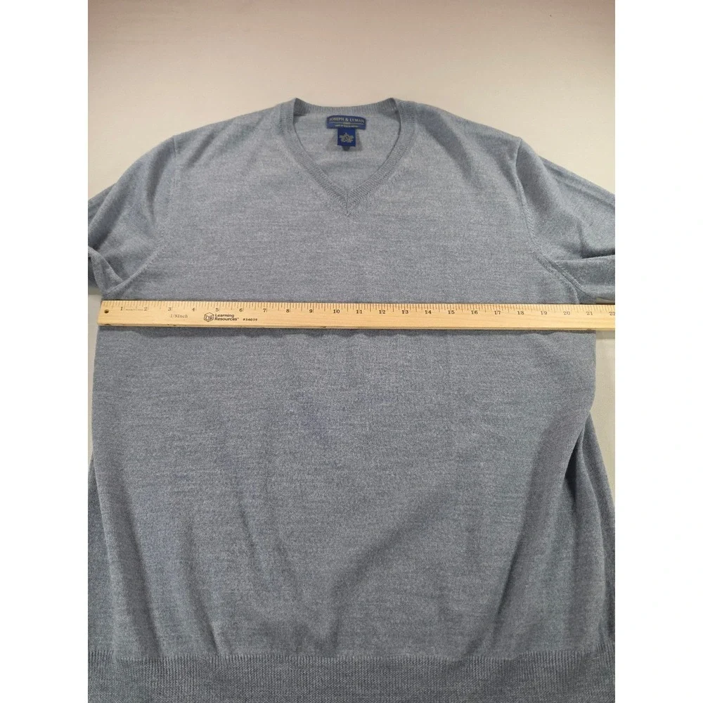 Joseph & Lyman Mens Blue 100% Italian Merino Wool V-Neck Sweater Size L